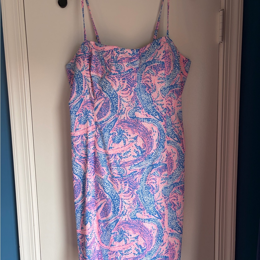 Lilly Pulitzer Shelli Stretch Shift Pink & Blue Women's Spaghetti Strap Dress